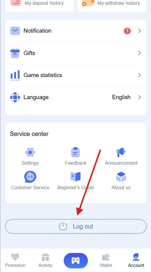 Click the Logout button